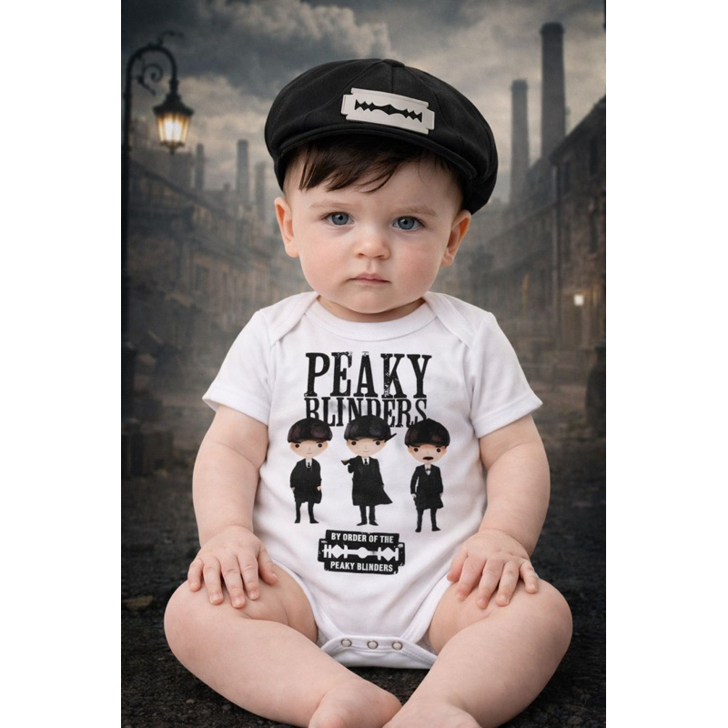 Body Bebê Peaky Blinders com Boina Fantasia Estilo Inglês Roupa Temática Série Mesversário Ensaio Fotográfico em Oferta na Shopee