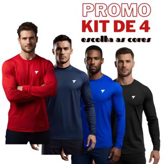 4 camisa termica masculina Manga Longa UV 50+ Malha Fria DryFit Masculina Academia em Oferta na Shopee