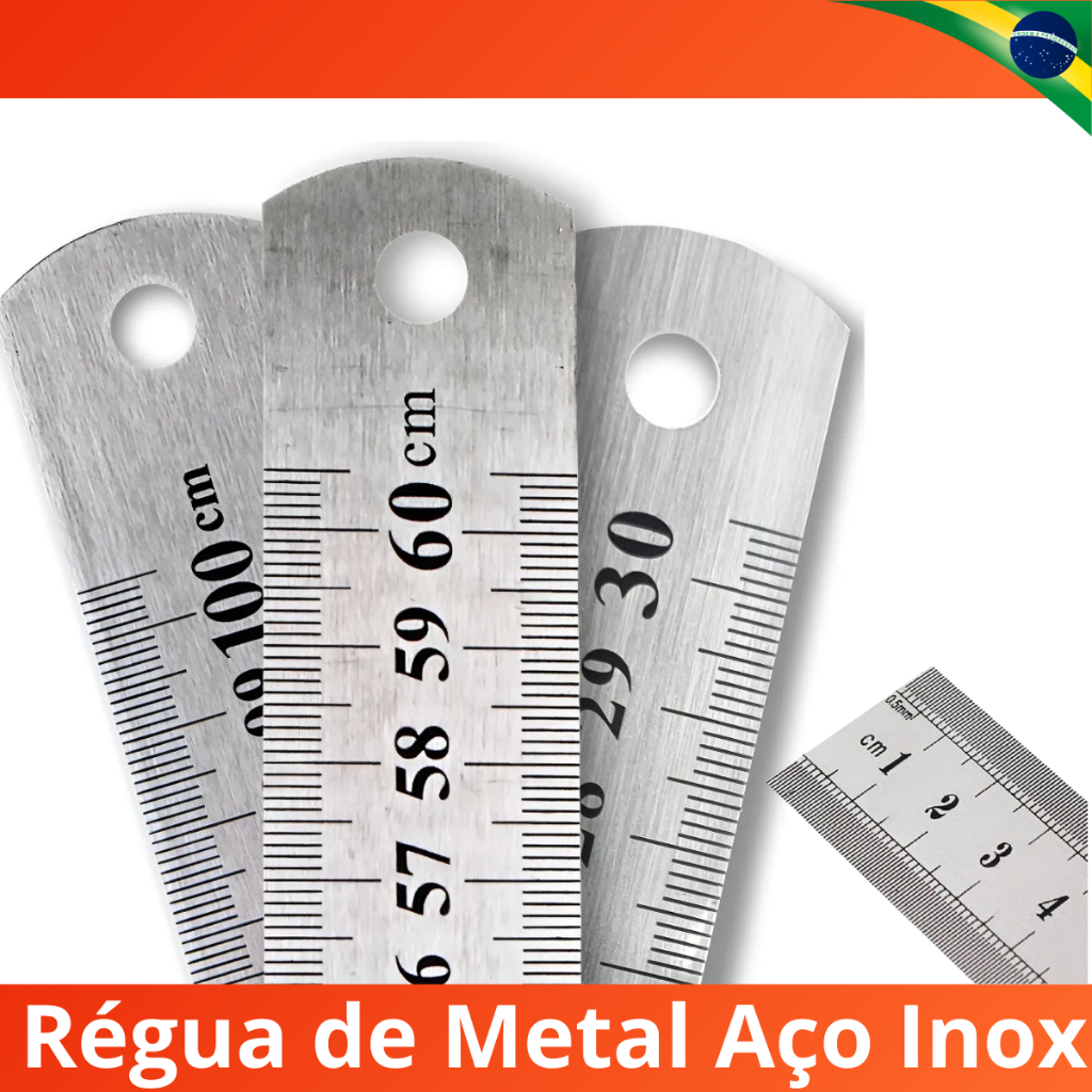 Régua Aço Inox 100cm 60cm 30cm Régua Modelista Projetista Medidas em Centímetros Artesanato Costura em Oferta na Shopee