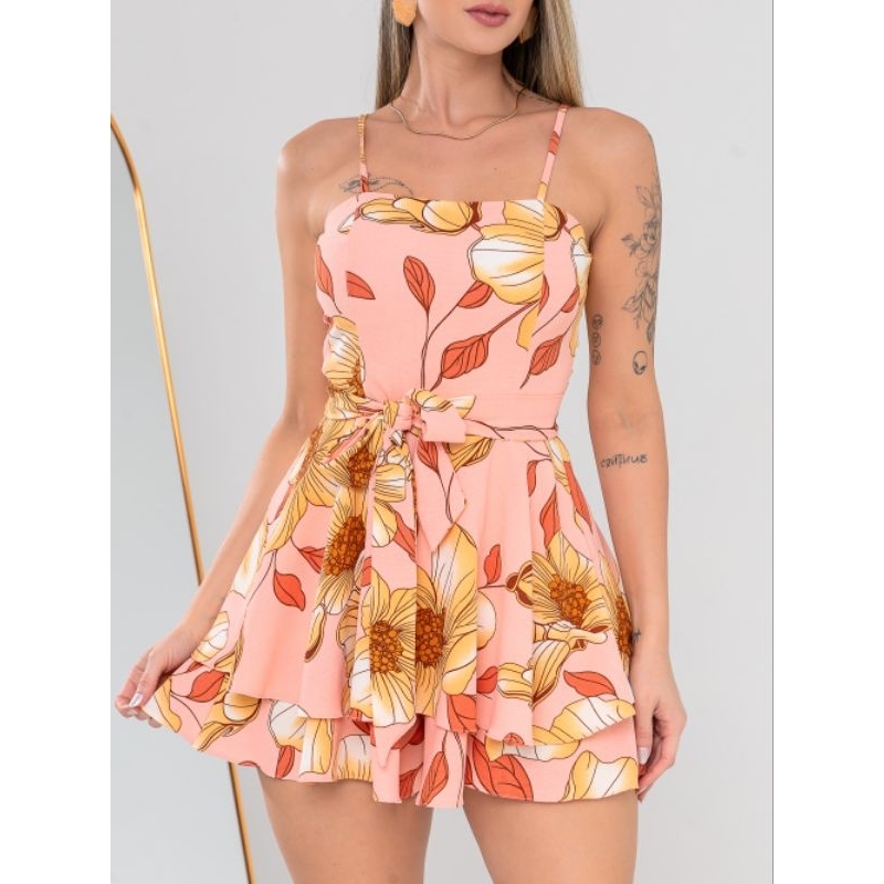 Macaquinho Xadrez Feminino Rodado  Alfaiataria Liso e Estampado em Oferta na Shopee