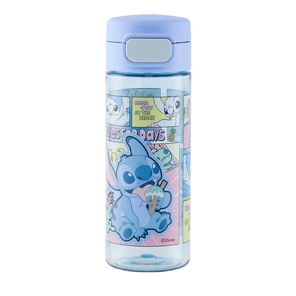 Garrafa Robusta Stitch Azul Infantil Passeio Escola Disney 530ml