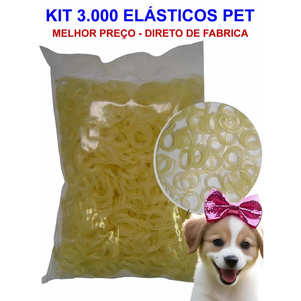 Kit 3.000 Elásticos, Borrachinhas em látex Para Laços Pet 5/16