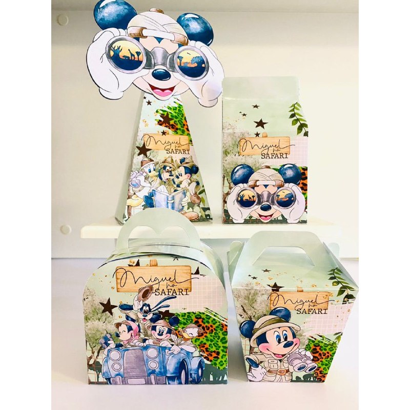 Kit Caixinhas Personalizadas Safari Do Mickey Lembrancinha Surpresinha Para Festa Aniversário Infantil Econômico