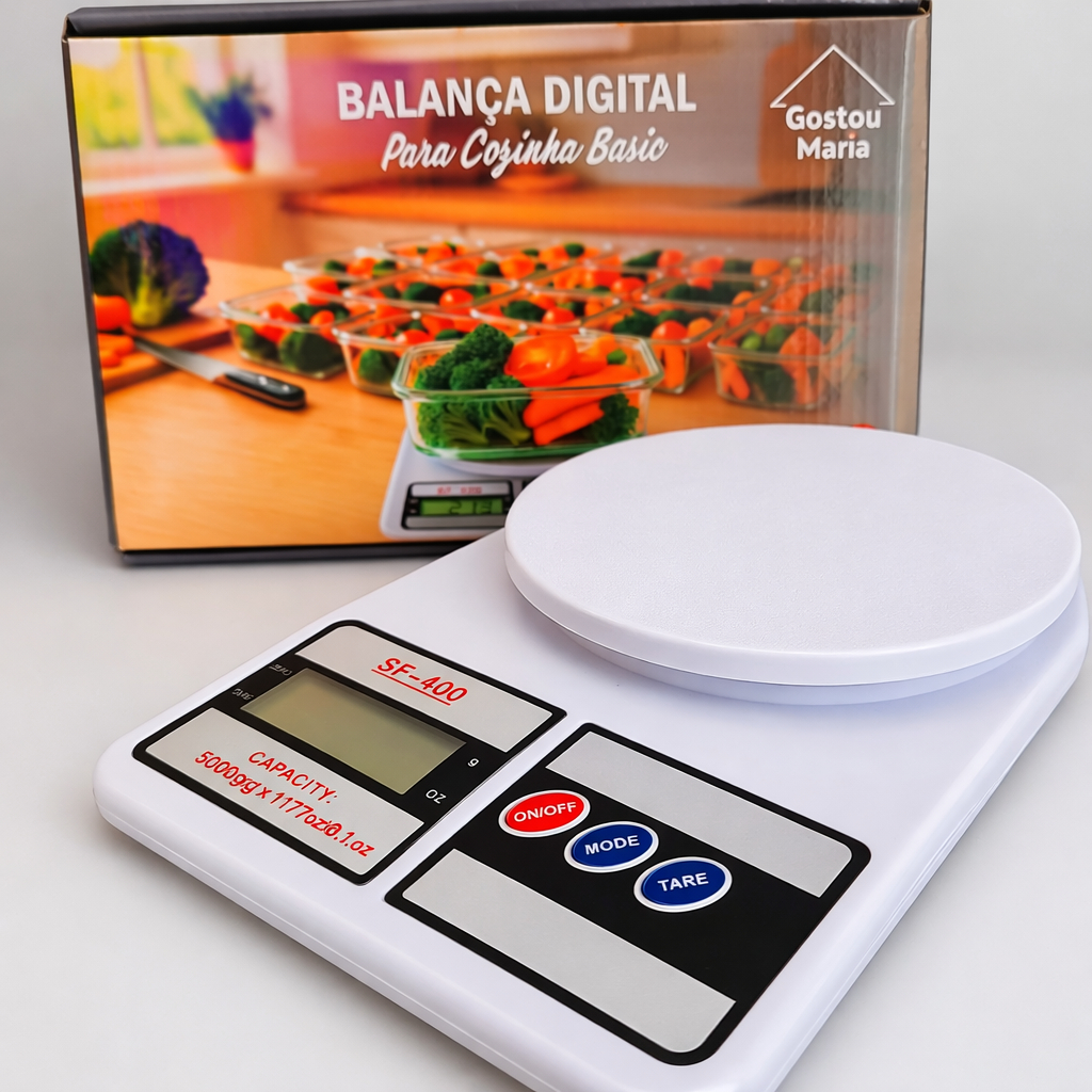 Balança Digital de Cozinha Alta Precisão Portátil para Confeitaria Alimento Fitness e Dieta 10 Kg
