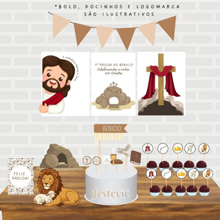 Kit festa páscoa cristão aniversário em casa personalizado jesus vive mesversário só um bolinho em Oferta na Shopee