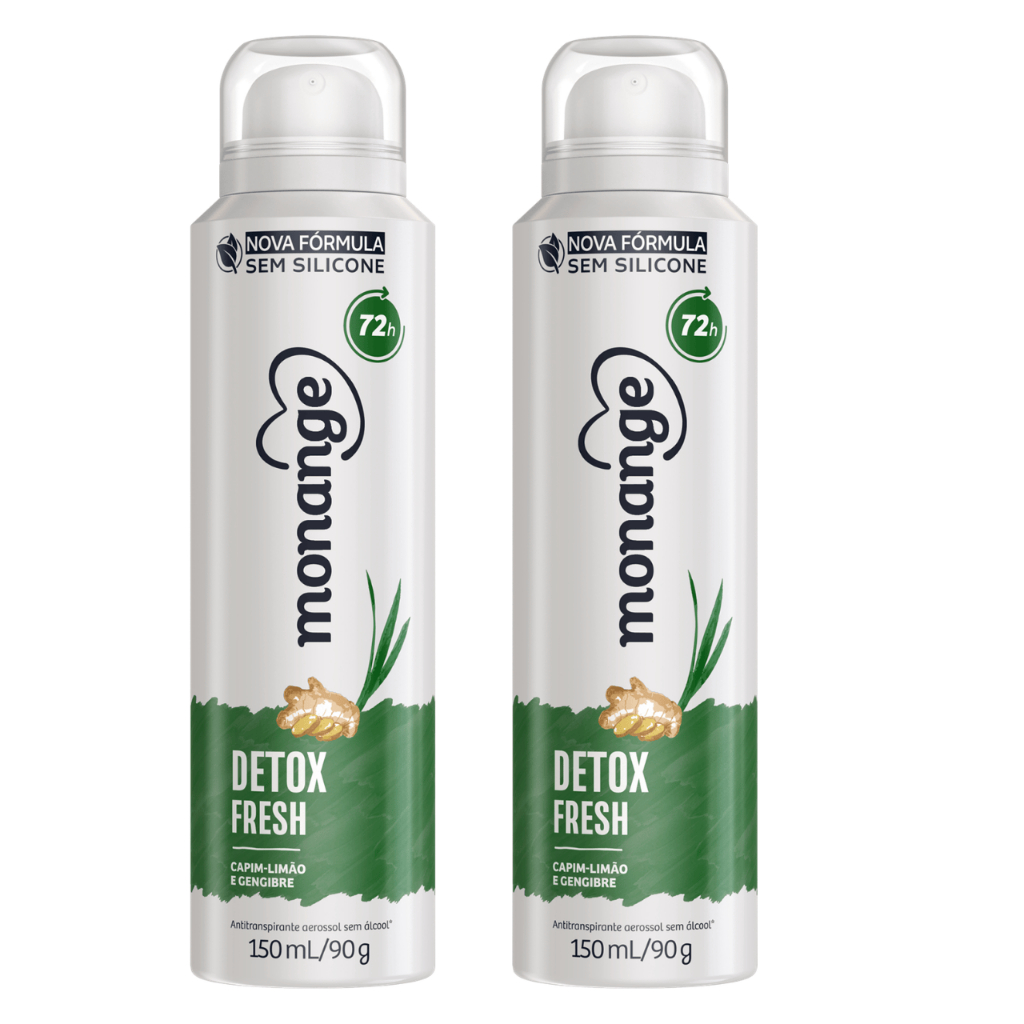 Desodorante Detox Fresh Aerossol Antitranspirante Monange Feminino kit 2un 150Ml