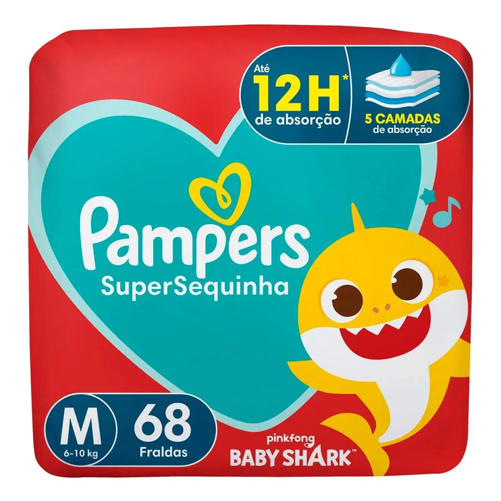 FRALDA PAMPERS SUPERSEQUINHA M 68