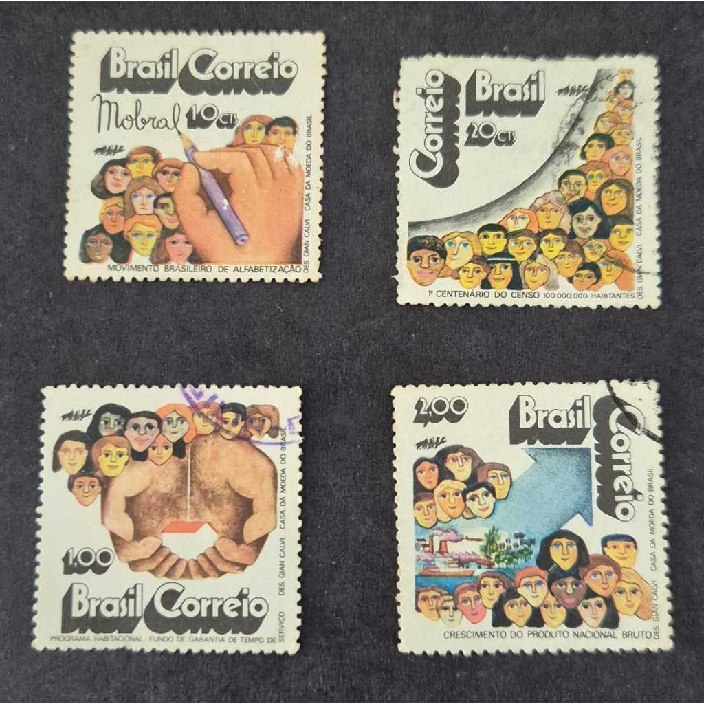 Série completa de selos usados dos correios 1972. Desenvolvimento nacional. RHM C759 a C762.
