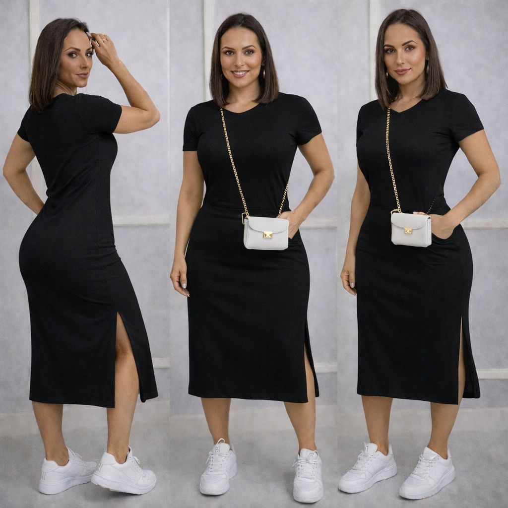 vestido  Envio Rápido casual mais vendidos moda evangelica  feminino fenda e bolso festa