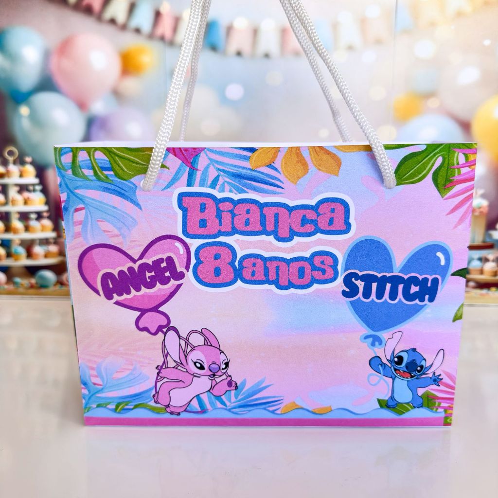 Sacolinha Surpresa personalizada STITCH E ANGEL - Personalizados SACOLAS  STCH E ANGEL - PEGUE E MONTE