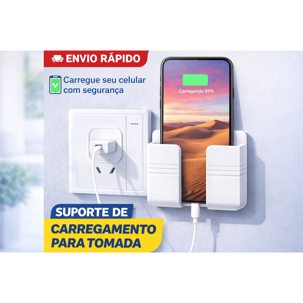 Suporte de Celular para Tomada Organizador Carregador Porta Celular de Parede Universal em Oferta na Shopee