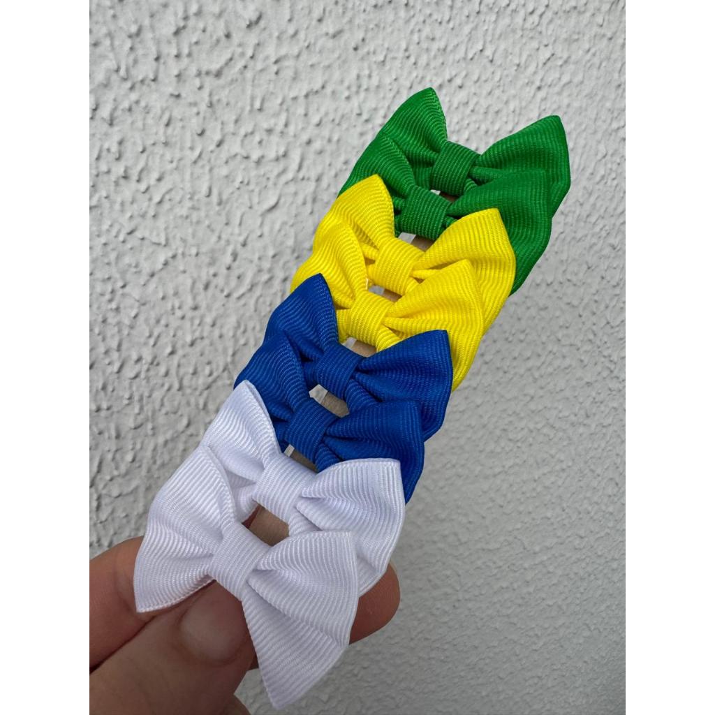 kit 8 Lacinhos de Cabelo Feminino Seleção Brasileira Copa do Mundo Bico de pato