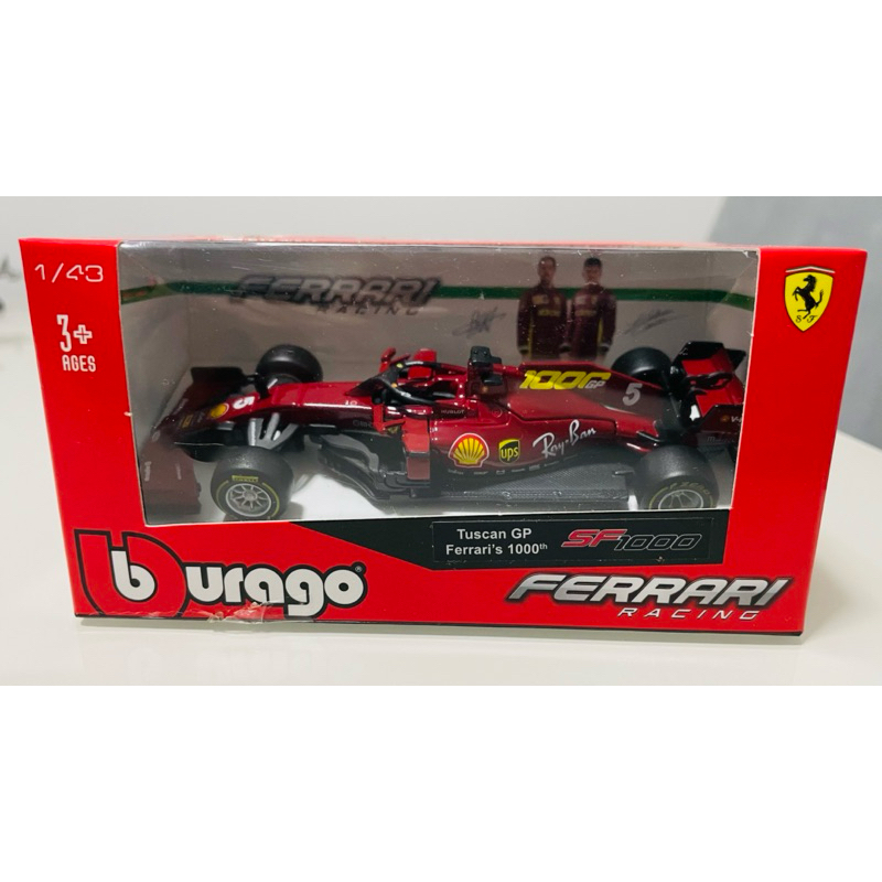 Miniatura Metal Carro Carrinho Fórmula 1 F1 Tuscan GP 5 Ferrari Racing  SF1000 Burago 1/43 Colecionável Coleção