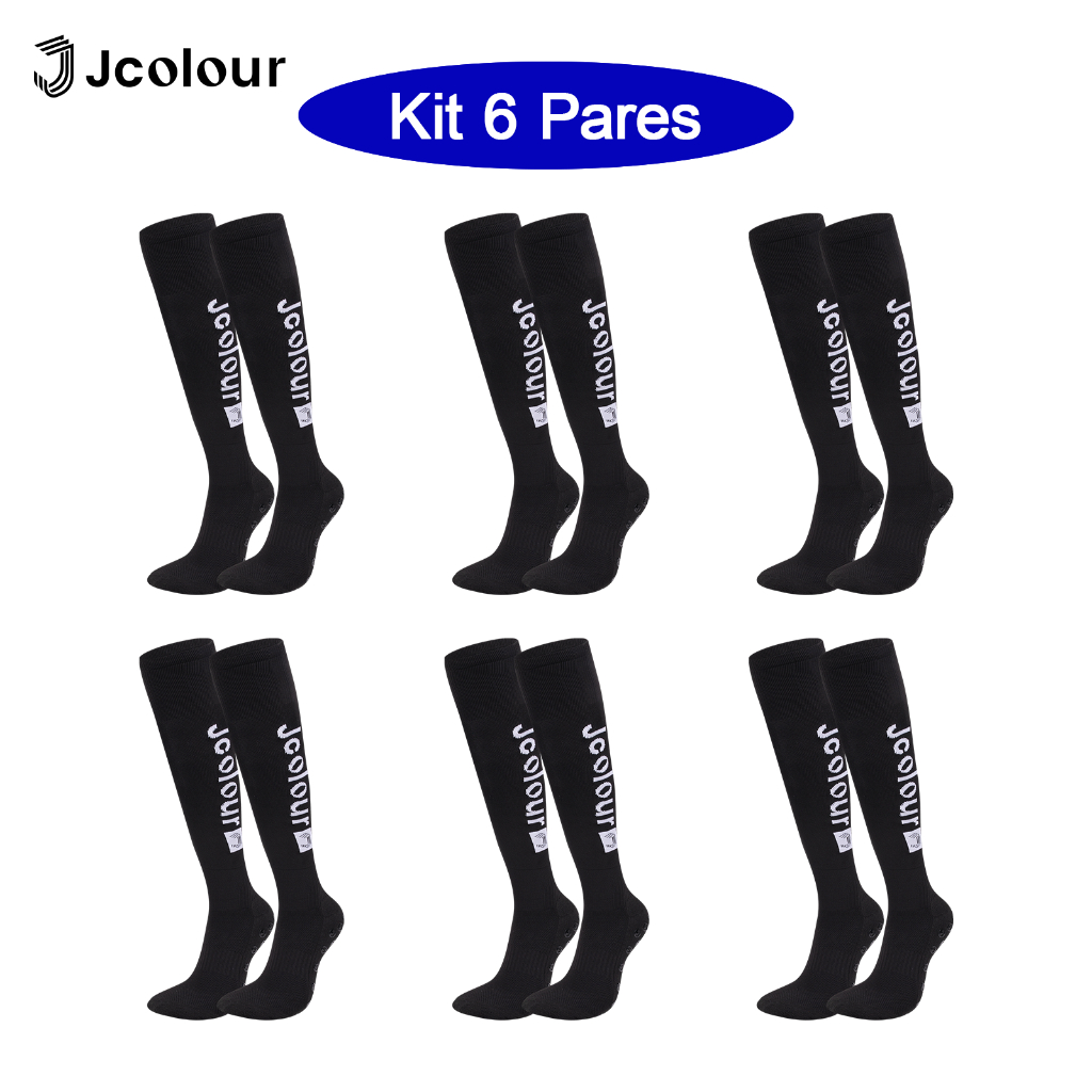 Jcolour Novo Kit 6 Meião de Futebol Antiderrapante Esportiva Respirável Longas Alta Qualidade em Oferta na Shopee