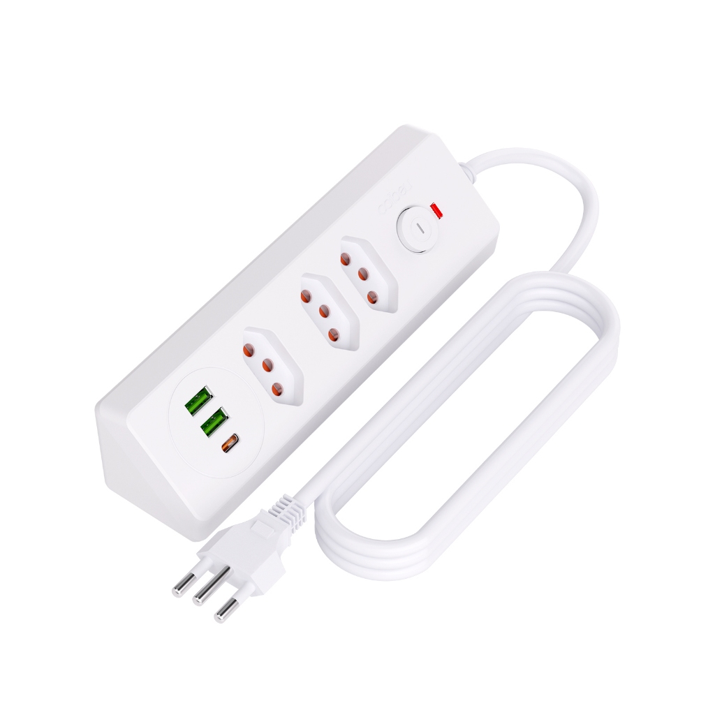 Tomada múltipla criativa 3 tomadas + 2 USB + Type-C Proteção múltipla Encontrar-se contra a parede em Oferta na Shopee