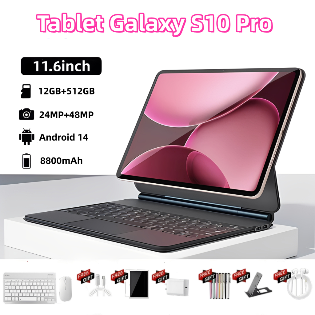 Tablet Galaxy S10 12 Gb + 512 Gb 11,6 Polegadas HD Dual Sim Dual Core 8800 mAh Android Teclado, Mouse e Alto-falante - Miniatura 4