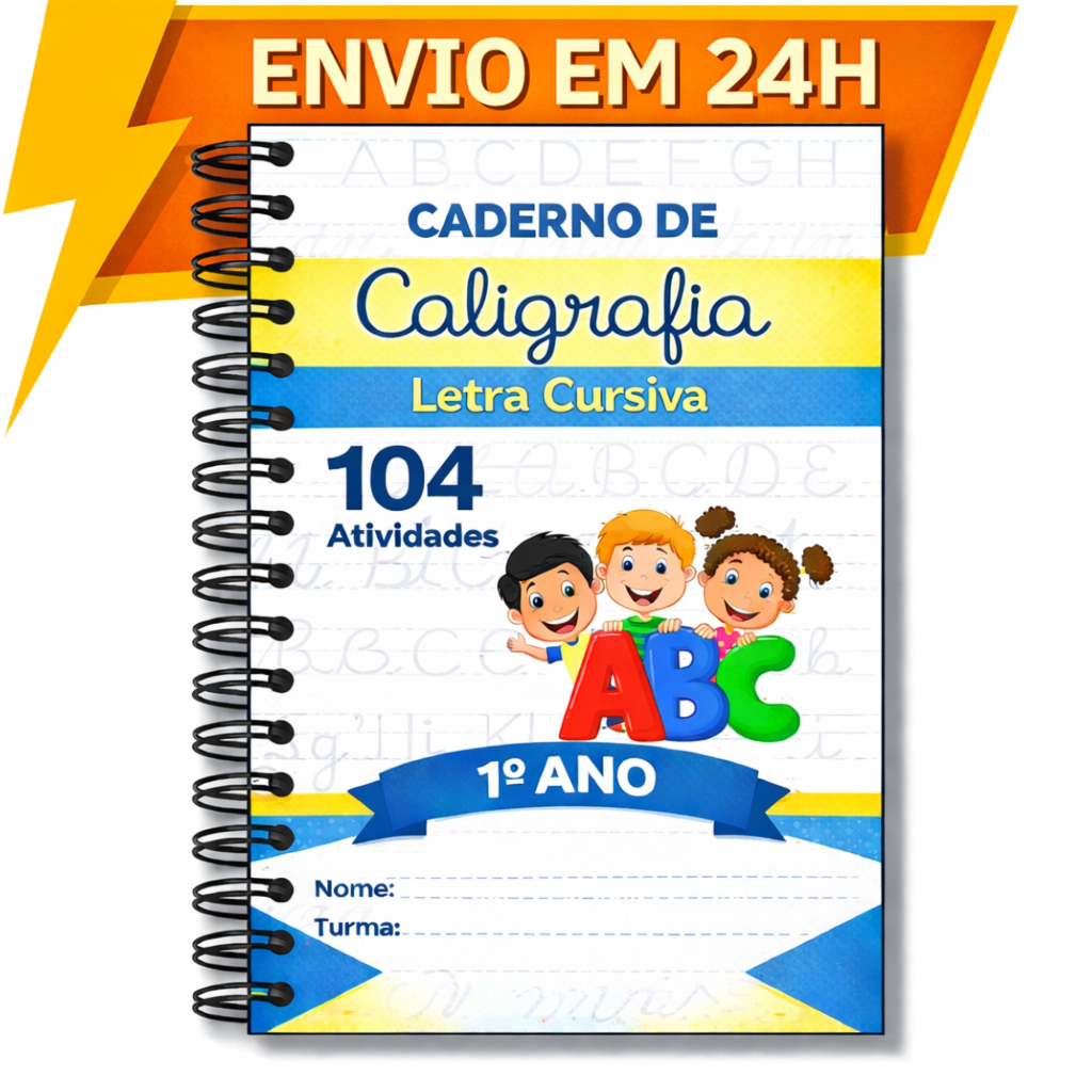 Caderno De Caligrafia Infantil 104 Atividades Letra Cursiva em Oferta na Shopee
