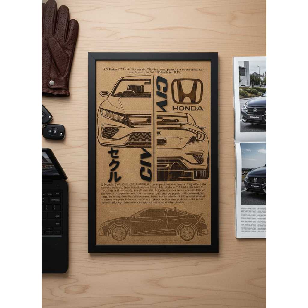 LANÇAMENTO | Quadro decorativo 3D | Honda Civic G10 | Painel Automotivo Luxo JDM Quarto Sala Escritório Moldura em Oferta na Shopee