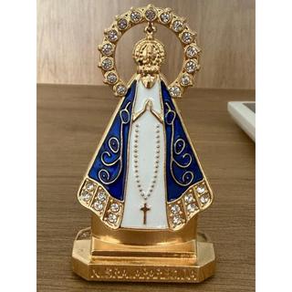 Santinha grande Nossa Senhora Aparecida com Strass 8cm para carro –Presente Religioso decorativo para casa.