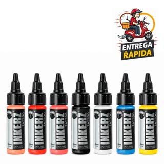 Tinta para tatuagem inkerz profissional 20 ml cores variadas tattoo preto branco vermelho em Oferta na Shopee