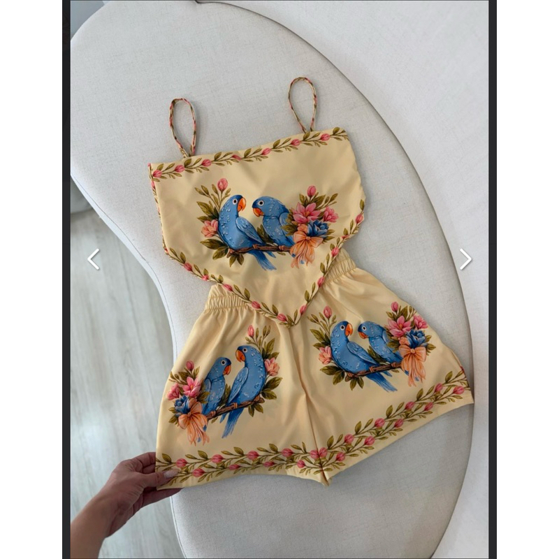 NOVO !! Conjunto Feminino Verão Cropped + Short Estampado Tropical | Conjunto Soltinho Moda Praia Verão | 2 Estampas