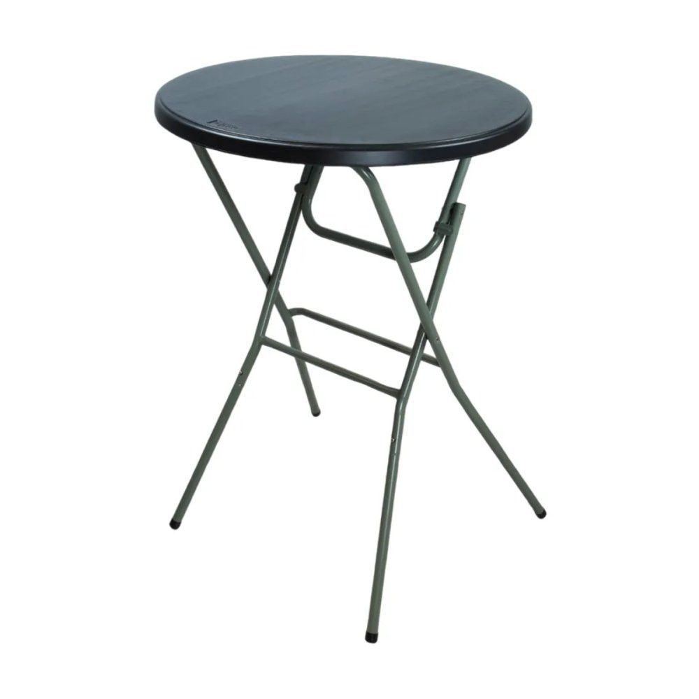 Mesa Bistrô Dobrável 110cm Preta Mesa Alta Portátil Aço e HDPE Para Eventos Área Gourmet