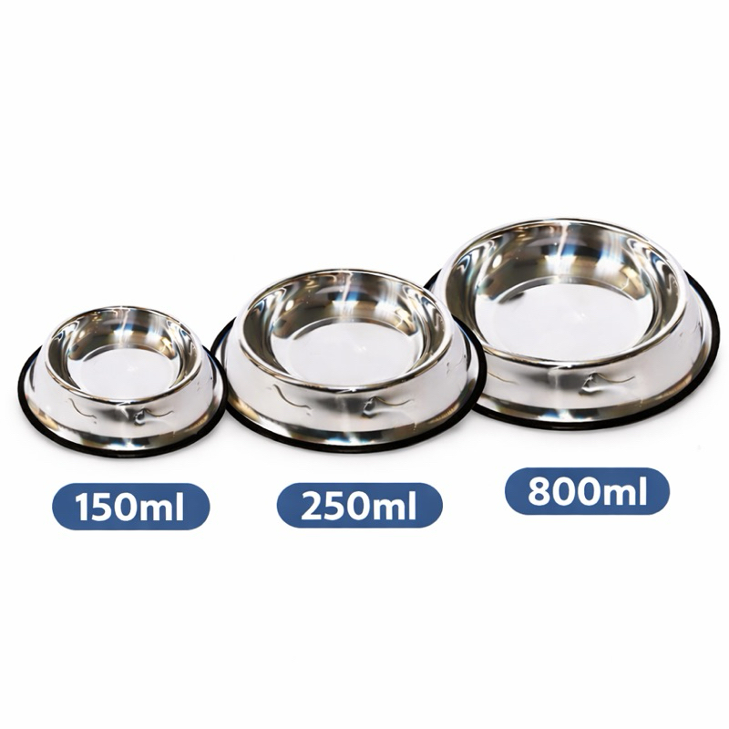 Comedouro Bebedouro Tigela Pote Inox para Cães Gatos Coelho com Base Antiderrapante 150ml 250ml 800ml