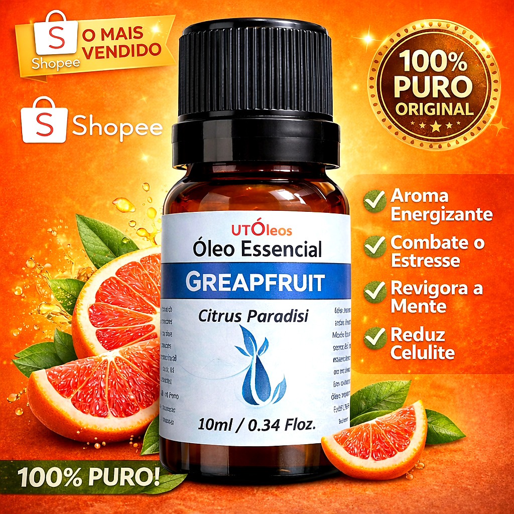 Óleo Essencial De GRAPEFRUIT PURO 10ml Tonifica a pele em Oferta na Shopee