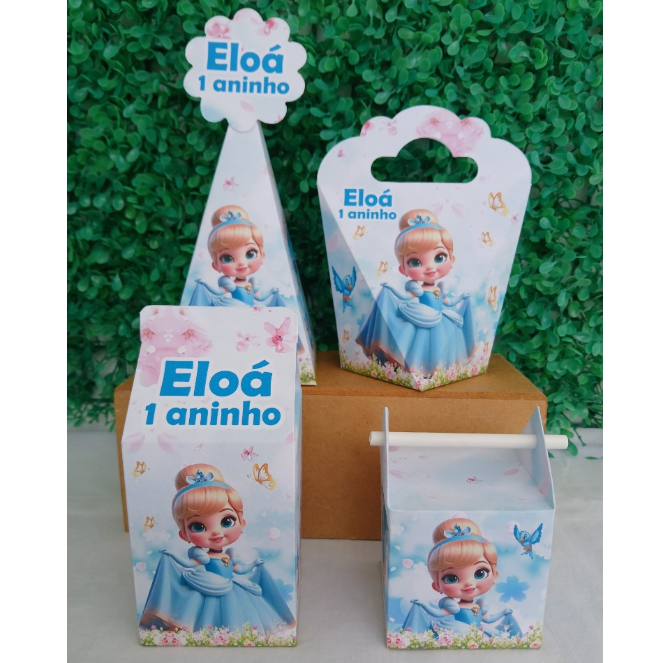 KIT CAIXINHAS CINDERELA /PEGUE E MONTE / LEMBRANCINHA PARA FESTA INFANTIL PERSONALIZADO TEMA PRINCESA