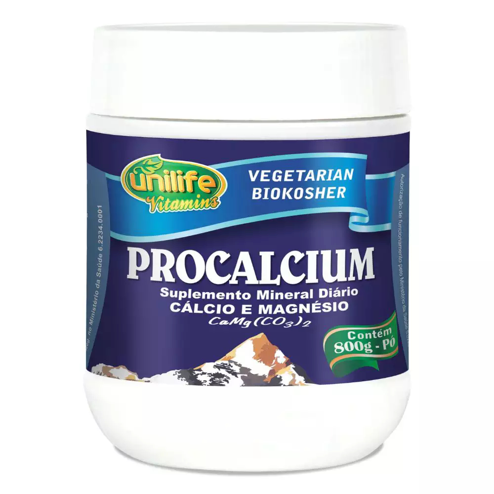 Procalcium Unilife Cálcio Magnésio em Pó 800g Suplemento Mineral Diário
