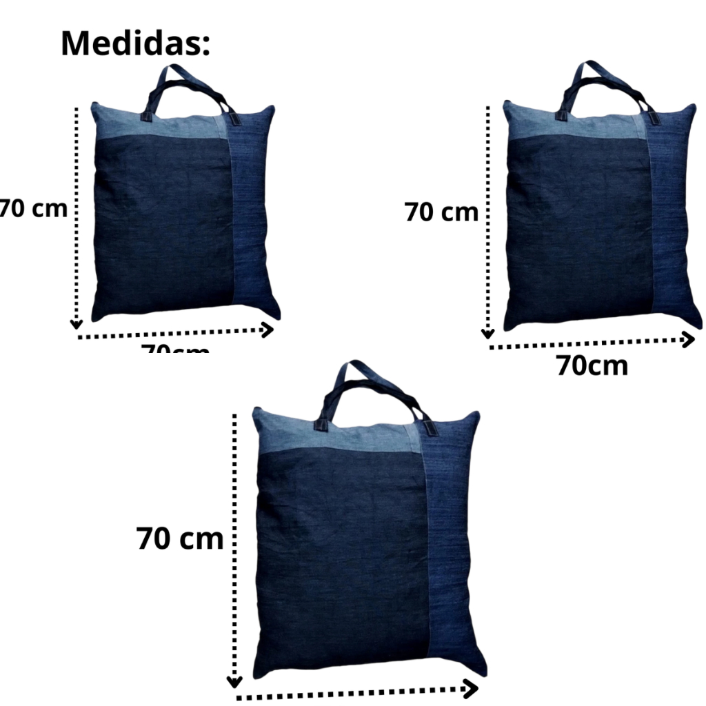 Kit até 3 Sacolão jeans bolsa mudança sacoleiro grande reforçada