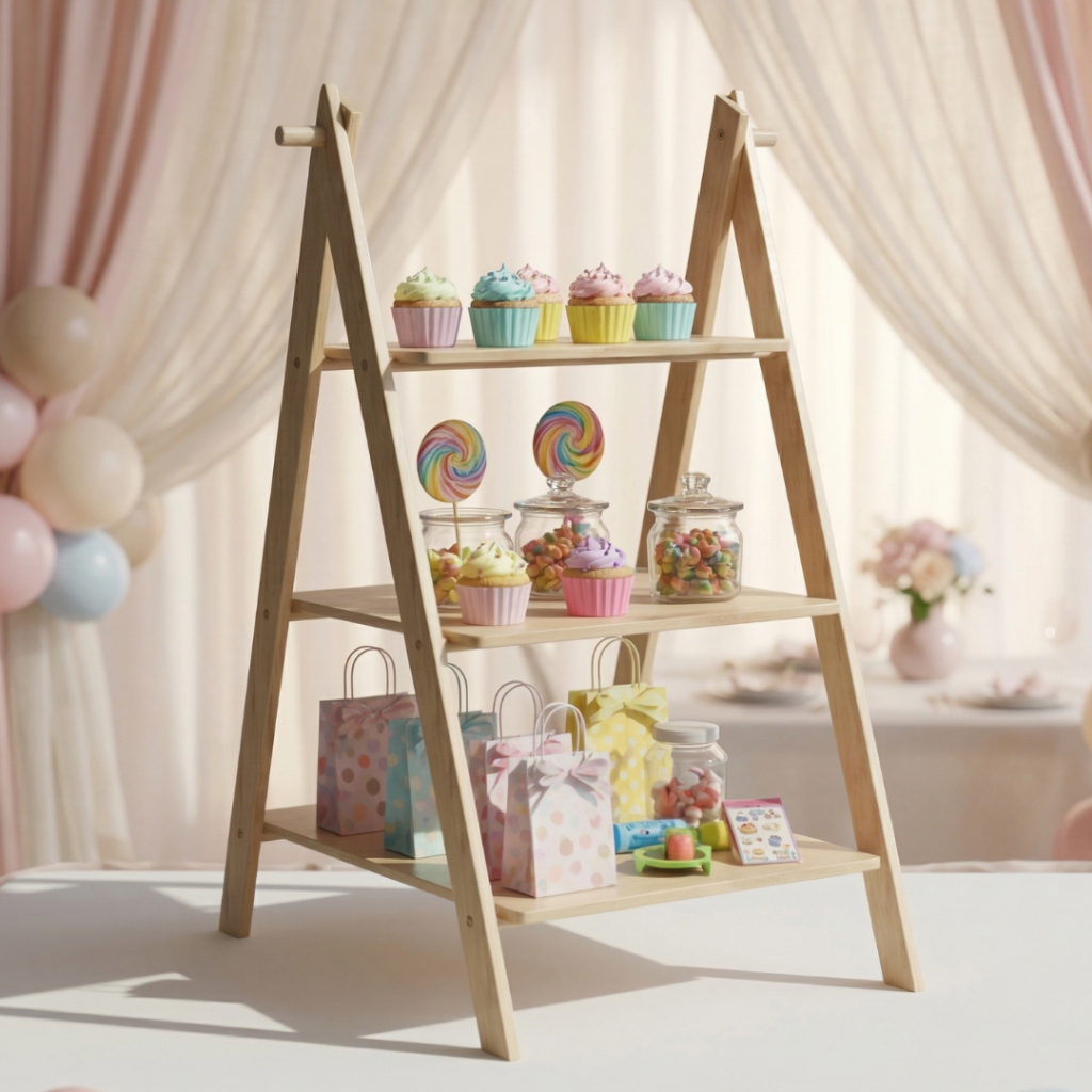 Escadinha de Doces Para Mesa em MDF 6MM Cru Ideal para Festas Eventos e Decorações