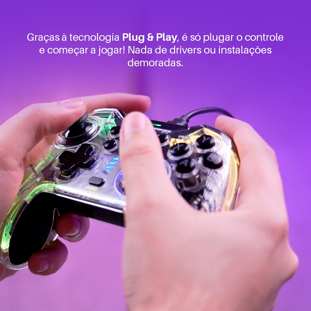 Controle Pichau Glower X1, PC/Switch/PS3/ Android, Transparente, PG-GLWX-BL01 · foto 2