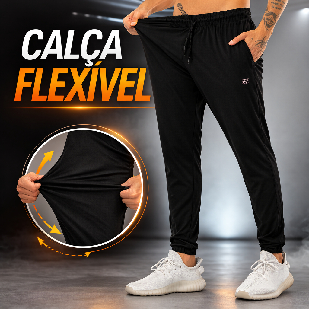 Calça Jogger Masculina Flexível Elastic Luzzoo Esportiva Academia Corrida Fitnes
