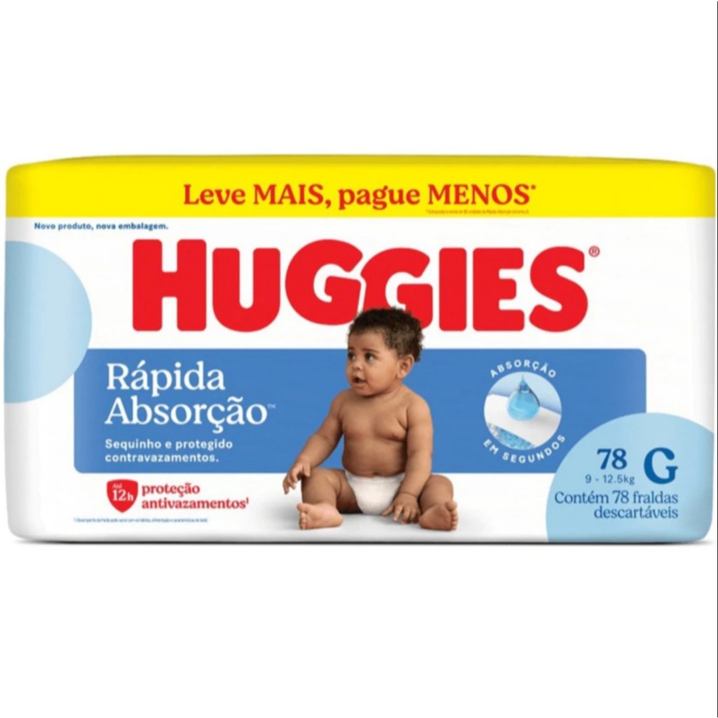 Fralda Descartável Huggies Tripla Proteção Hiper - Tamanho G- Com 78 Unidades