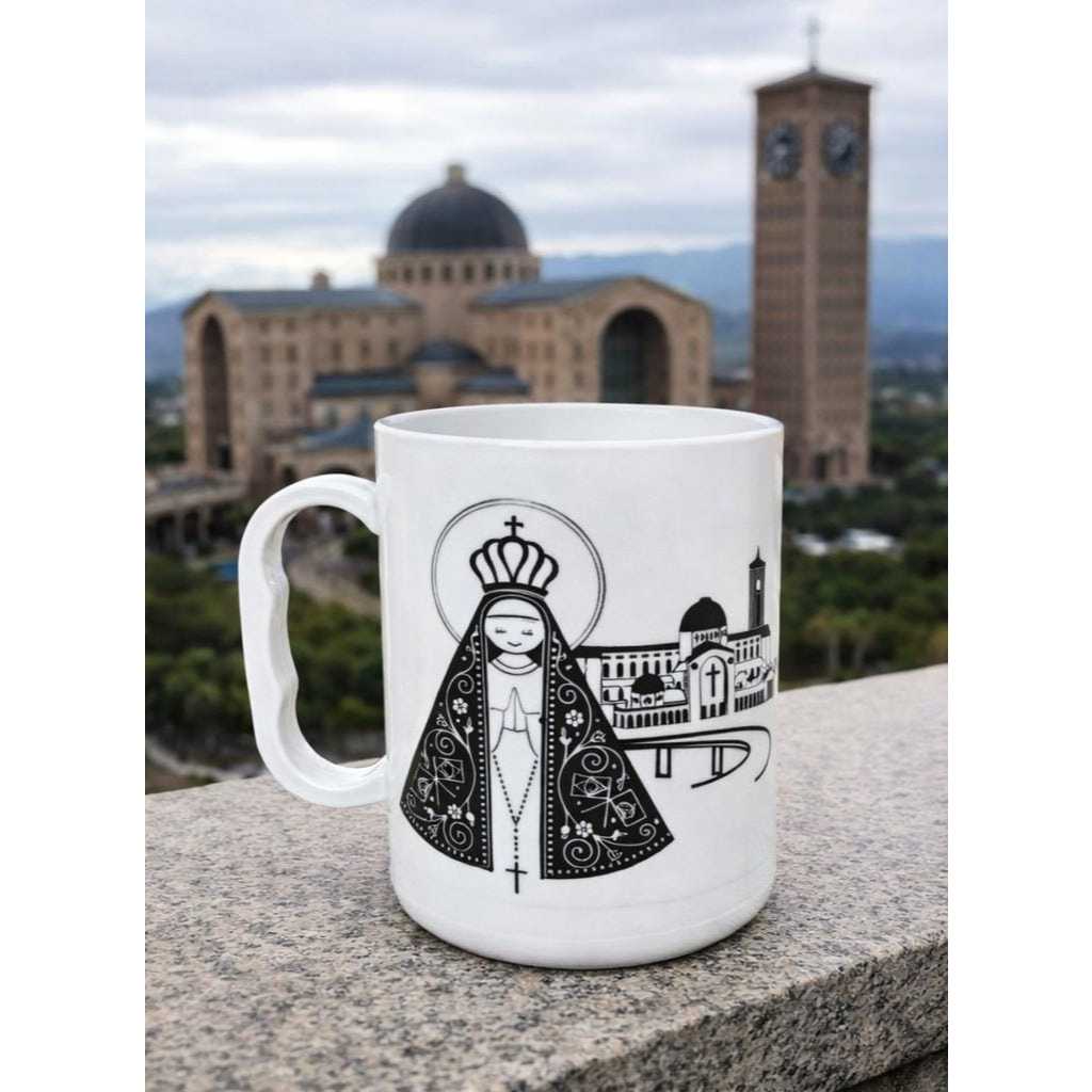 Caneca Nossa Senhora Aparecida 400ml Plástico – Caneca Religiosa Presente Católico