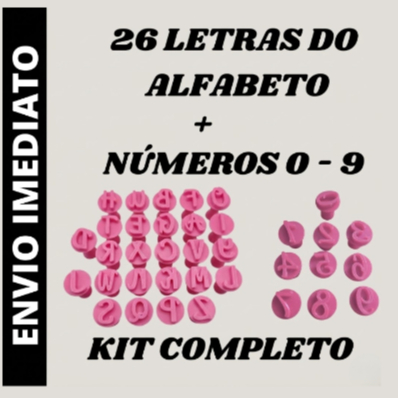 KIT LETRAS ALFABETO CARIMBOS COMPLETO + NUMEROS  0-9 PARA DOCES E BRIGADEIROS