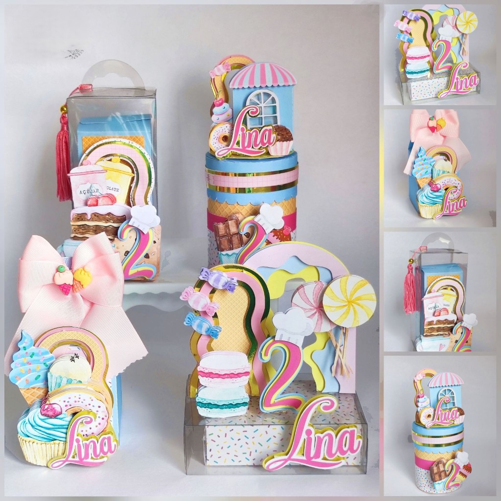 Kit Caixas Personalizadas Luxo –Mundo doce, confeitaria, guloseima | Lembrancinhas para Festas e Aniversários