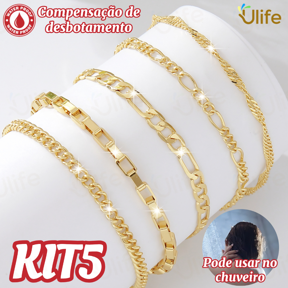 Conjunto de Pulseiras de Aço inoxidável com 5 Peças, Estilo Minimalista, Joia que Não Desbota-UF em Oferta na Shopee