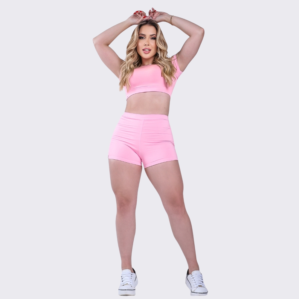 Conjunto Mercy Rosa Claro Fitness Academia AQN SPORT