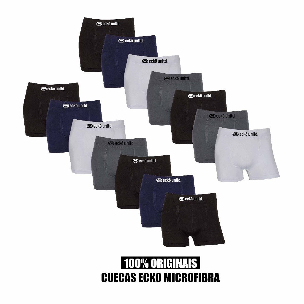 Kit 7 ou 14 cuecas boxer Ecko Original Microfibra