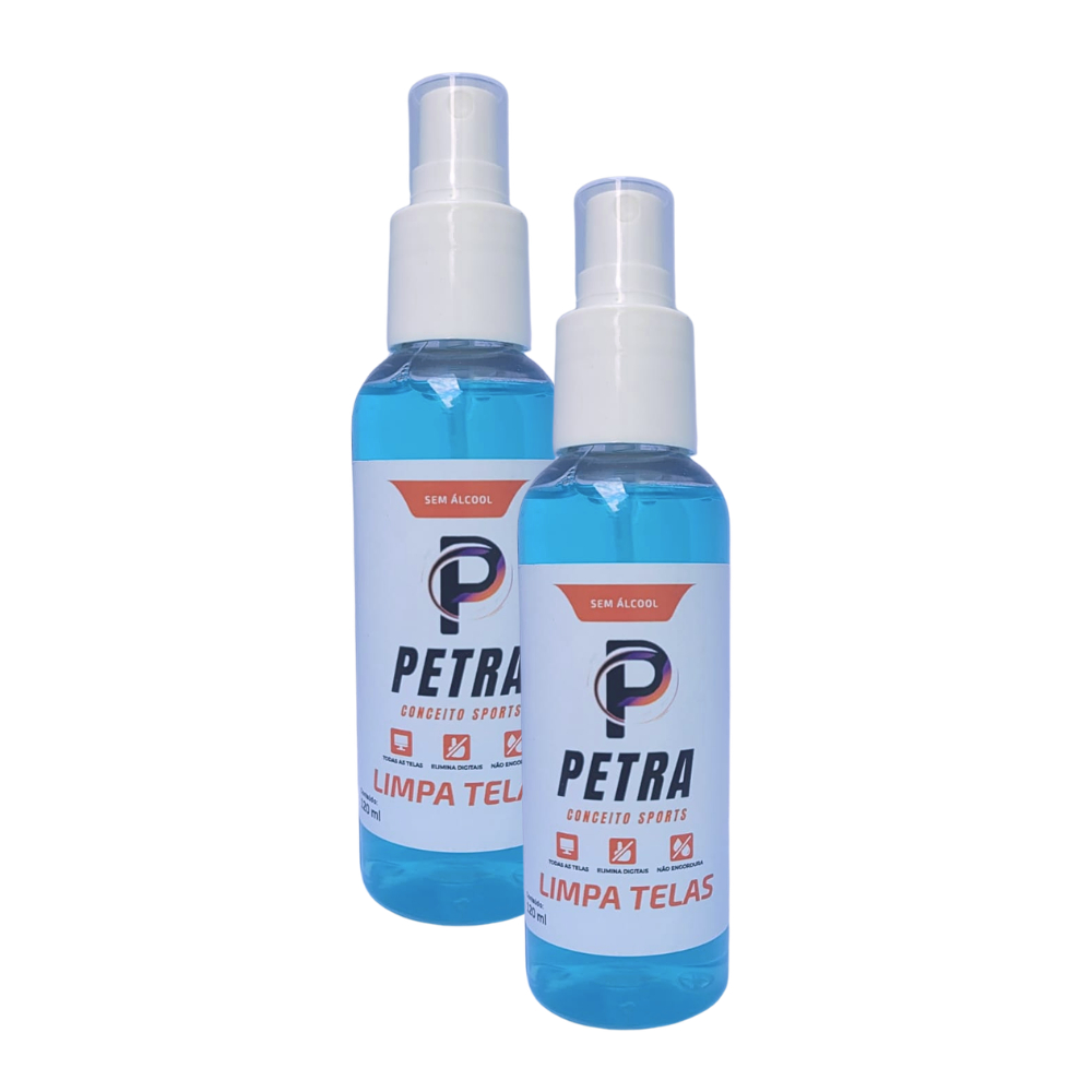 Kit 2 Limpa Telas Petra 120ml Spray para Celular Notebook TV Óculos Antiestático Sem Álcool