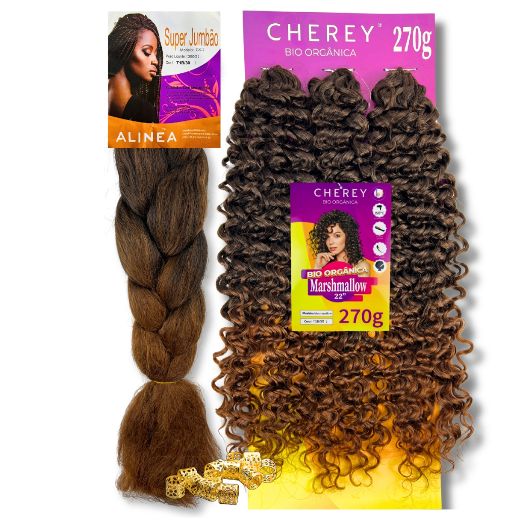 Kit Gypsy Jumbo Trança Alinea + Cabelo Cacheado Marshmallow Bio Orgânico Cherey