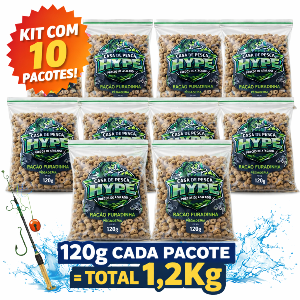 kit 10 Ração Furadinha Para Pesca 120g Lambari Tilápia Pacu Tamba Isca Pesqueiro Super Atrativa em Oferta na Shopee