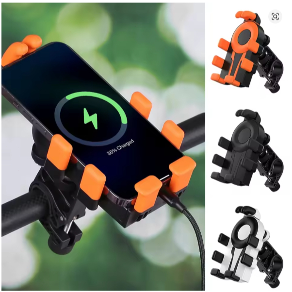 Suporte Celular Gps Moto Bicicleta Resistente 360° Motoboy Cor Preto / laranja