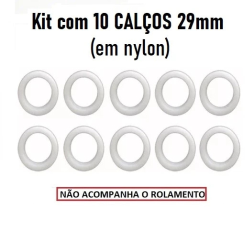 KIT 10 CALÇOS / BUCHAS PLÁSTICAS PARA ROLAMENTO 608 – 29MM | VENTILADOR