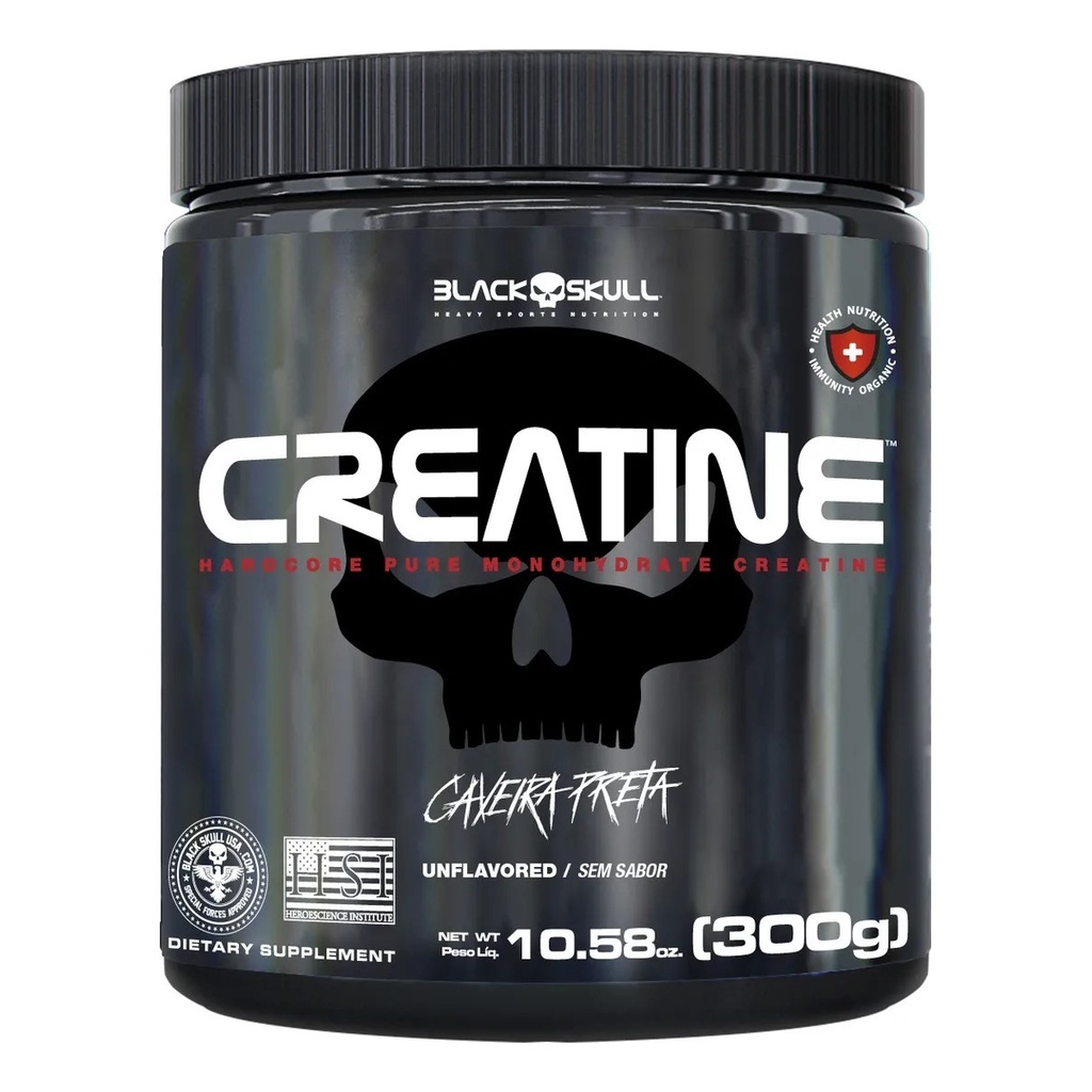 Kit Creatina Blackskull 300g 1 Termogênico Thermo Flame BlackSkull 60caps