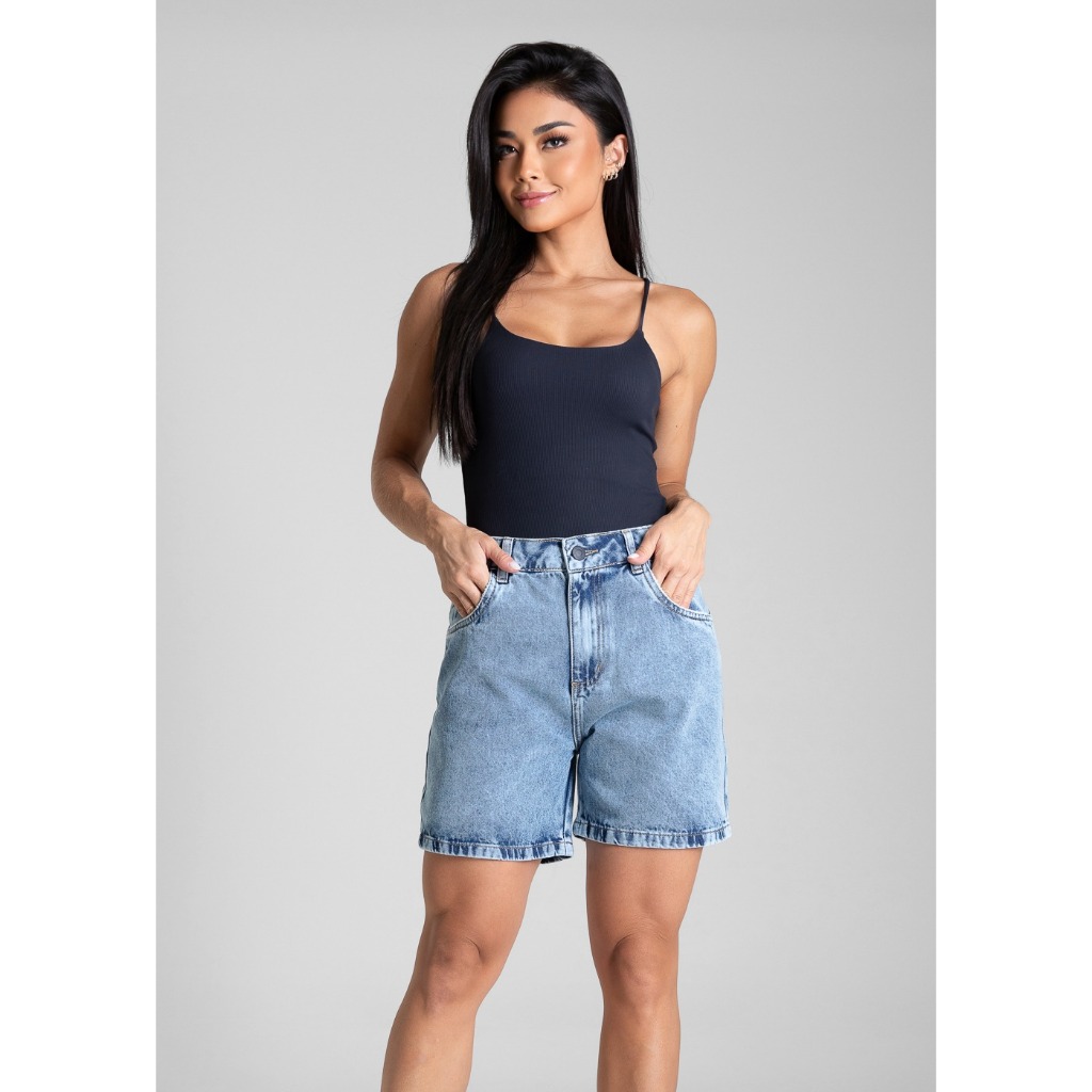Shorts Jeans Mom Sawary Feminino sem Lycra