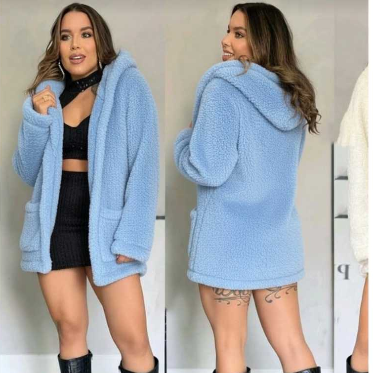 CASSACO TEDDY FEMININO COM CAPUZ SOBRE TUDU PELUCIADO INVERNO QUENCHINHO BLOGUEIRAMODA CONFORTABEL CASACO DE PELINHOS