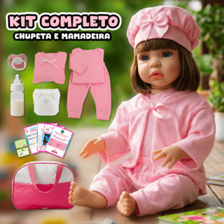 Boneca Bebê Reborn Silicone Realista Menina Com Kit e Roupinha Pode dar Banho em Oferta na Shopee